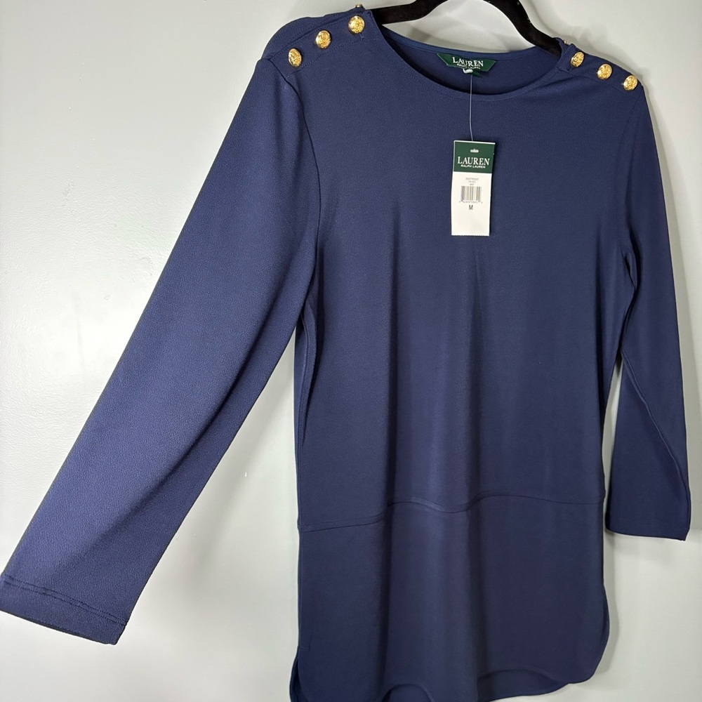 Lauren Ralph Lauren | NWT Navy Blue Sailor Button Detail Women's Blouse Size M